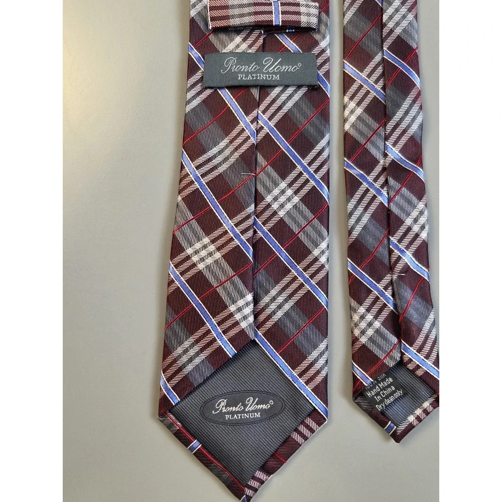 Pronto Uomo Platinum Mens Hand Made‎ Silk Tie 57